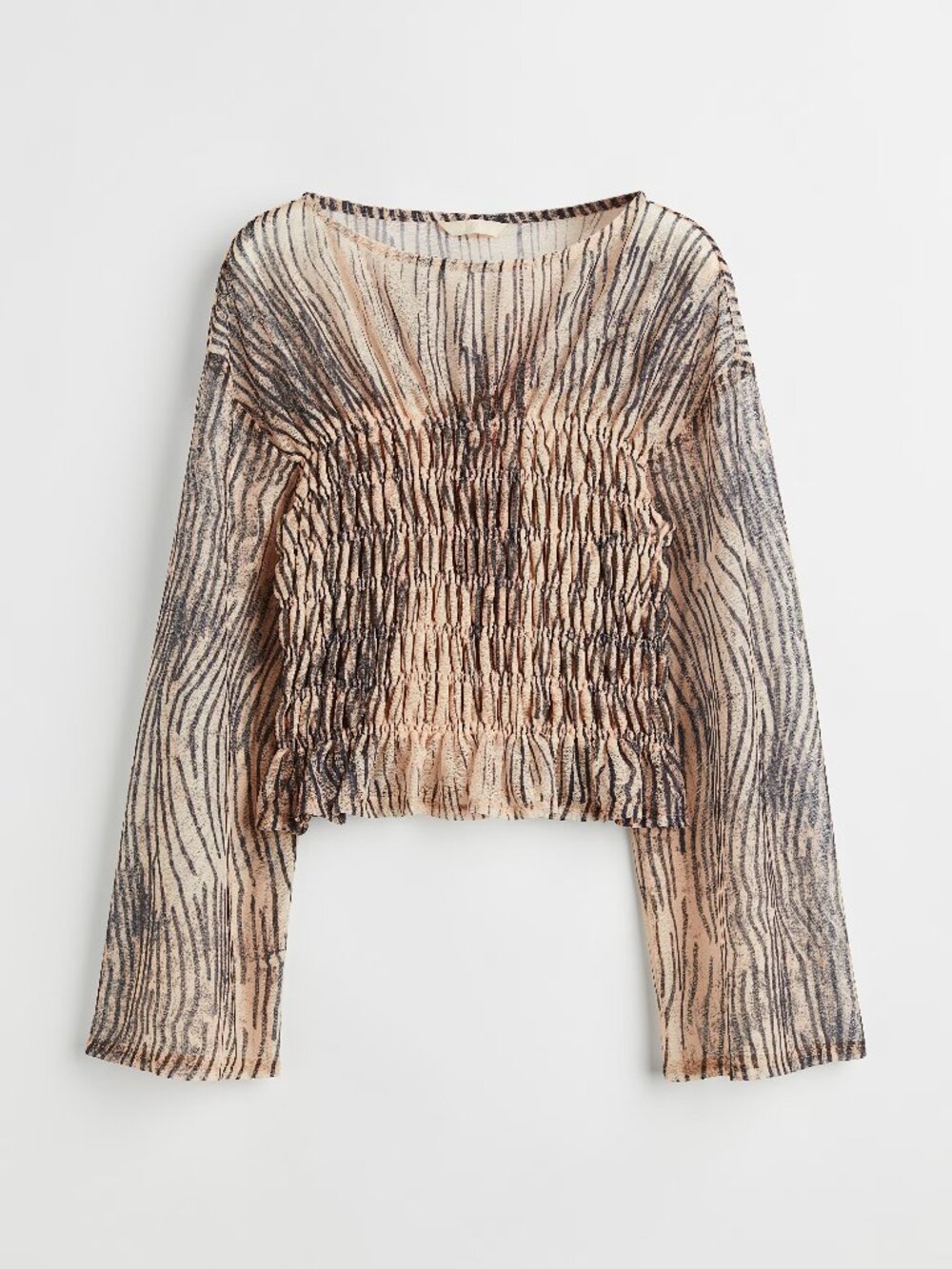 H&M Beige Smocked Blouse